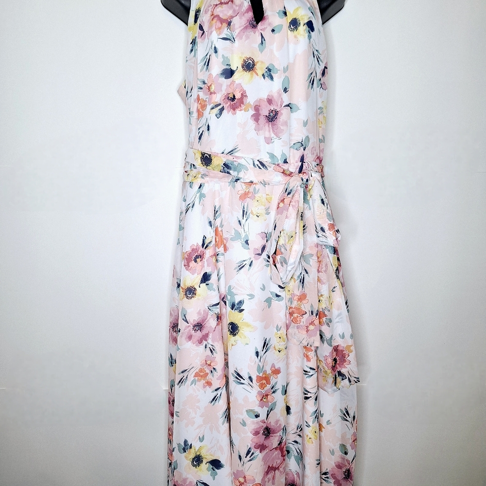 Nicole Miller New York brand" Flowers High and Low" Plus-size high low dress.